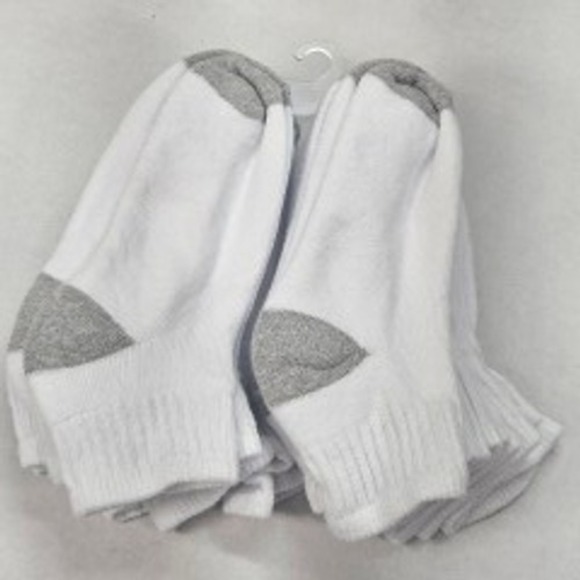 Kids White Athletic Socks with Gray Toe and‎ Heel 9 Pair Pack Size S 3-7 - Picture 4 of 7